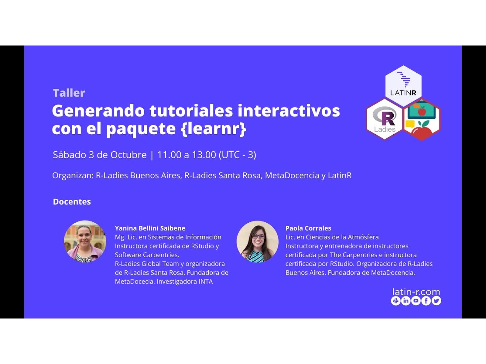 Descripción de la imagen del taller learnr en LatinR 2020.