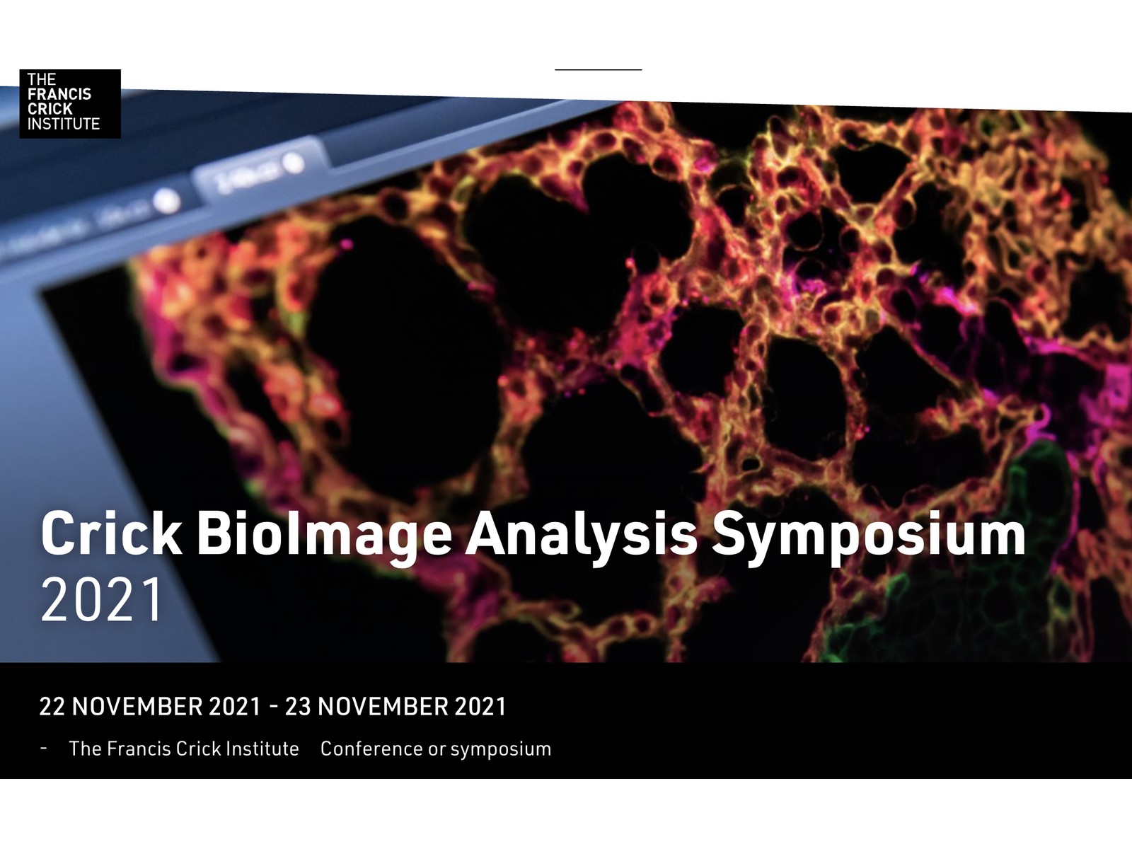 Descripción de la imagen del Crick Bioimage Analysis Symposium 2021.
