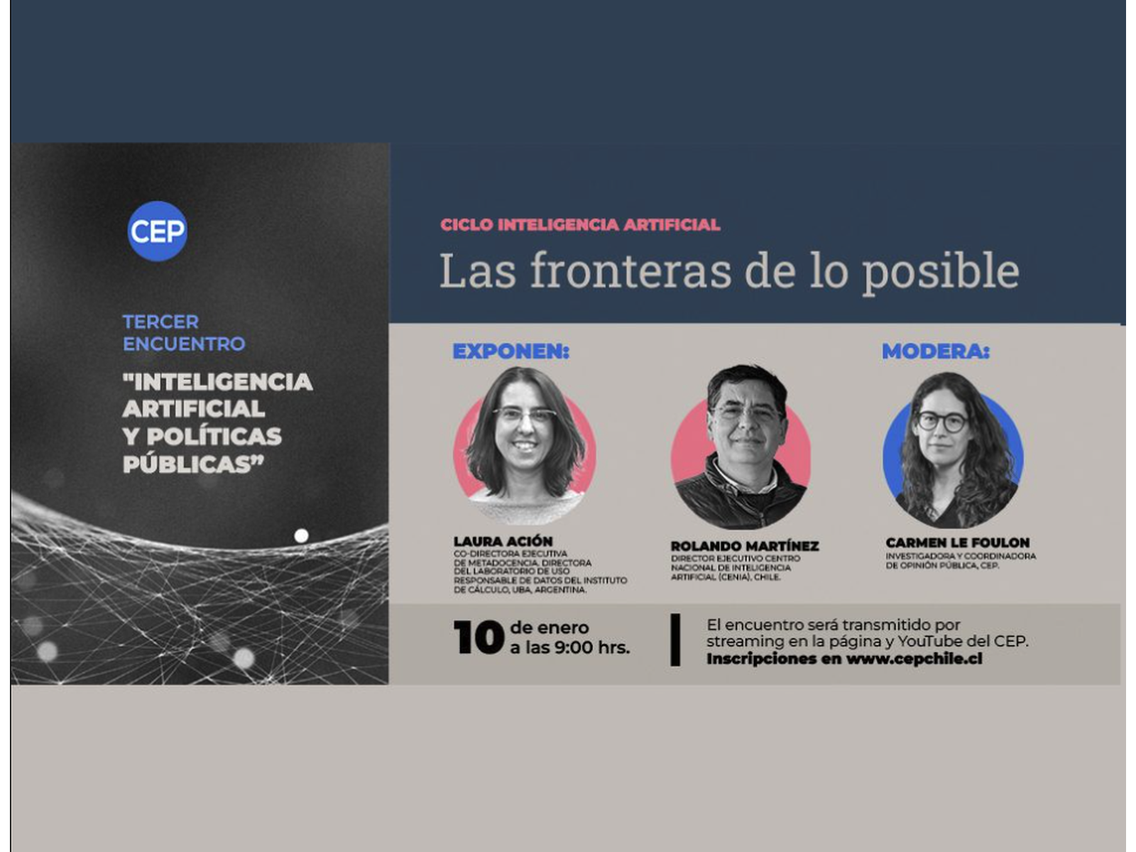 Descripción de la imagen del evento Inteligencia artificial y políticas públicas del Centro de Estudios Públicos de Chile.