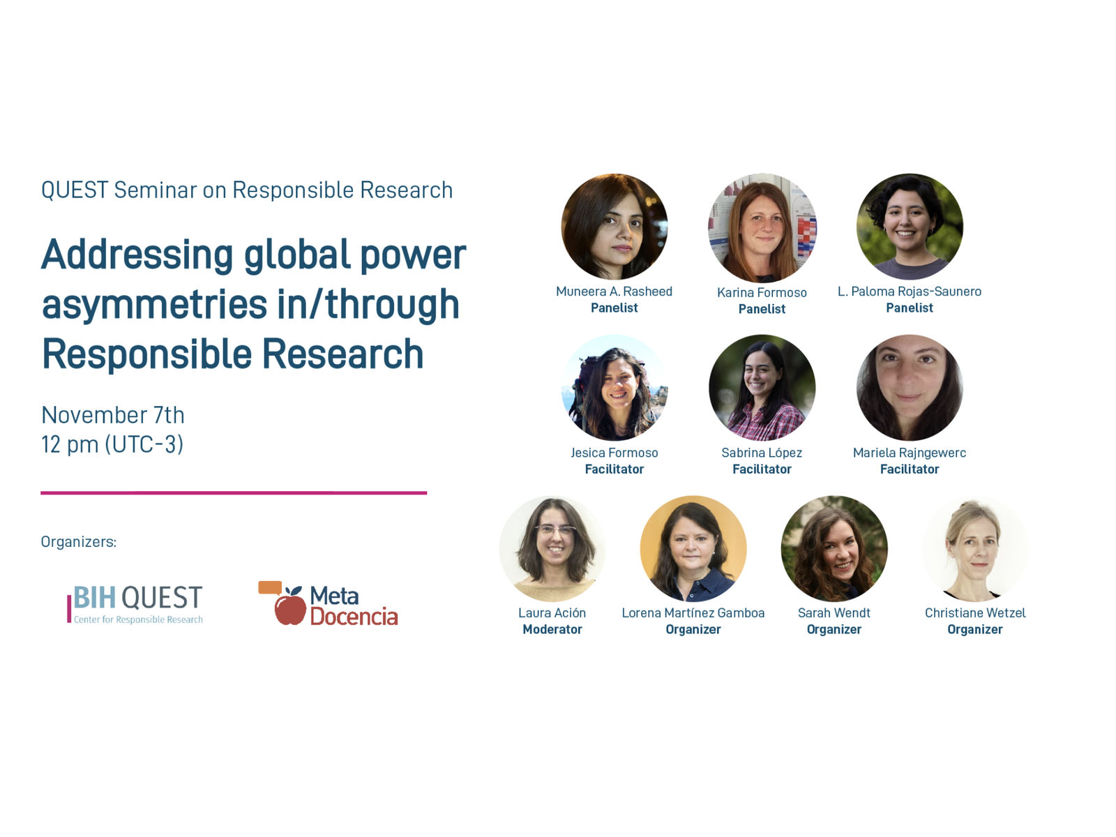 Descripción de la imagen del QUEST Seminar for Responsible Research.