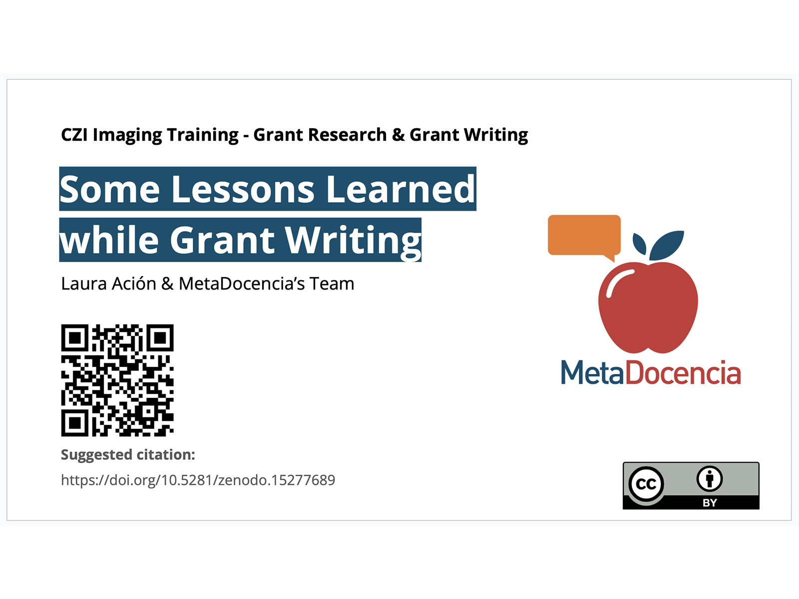 Descripción de la imagen del evento CZI Bioimaging Training.