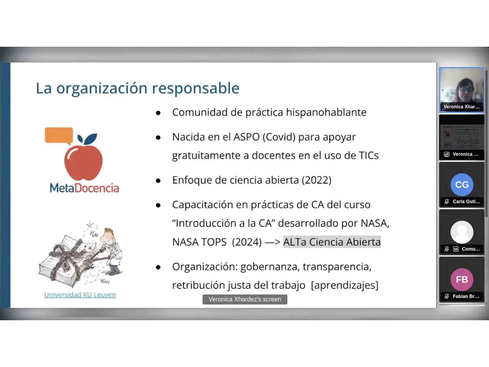 Descripción de la imagen de la jornada Ciencia Abierta: de la agenda pendiente a la apropiación crítica.